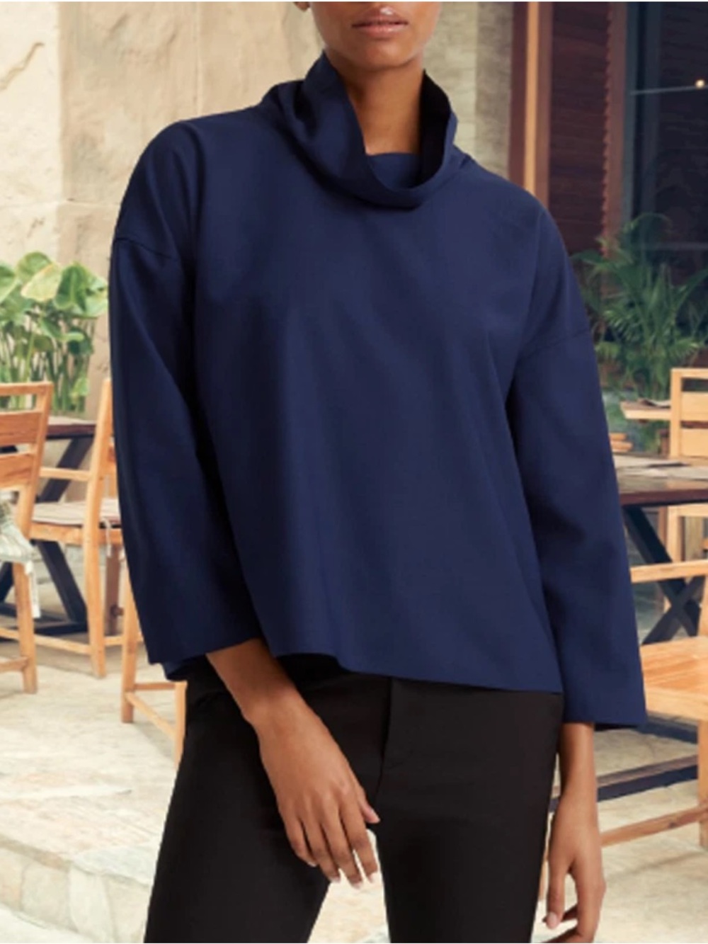 Women's Navy Club Monaco Funnel Neck Sweater